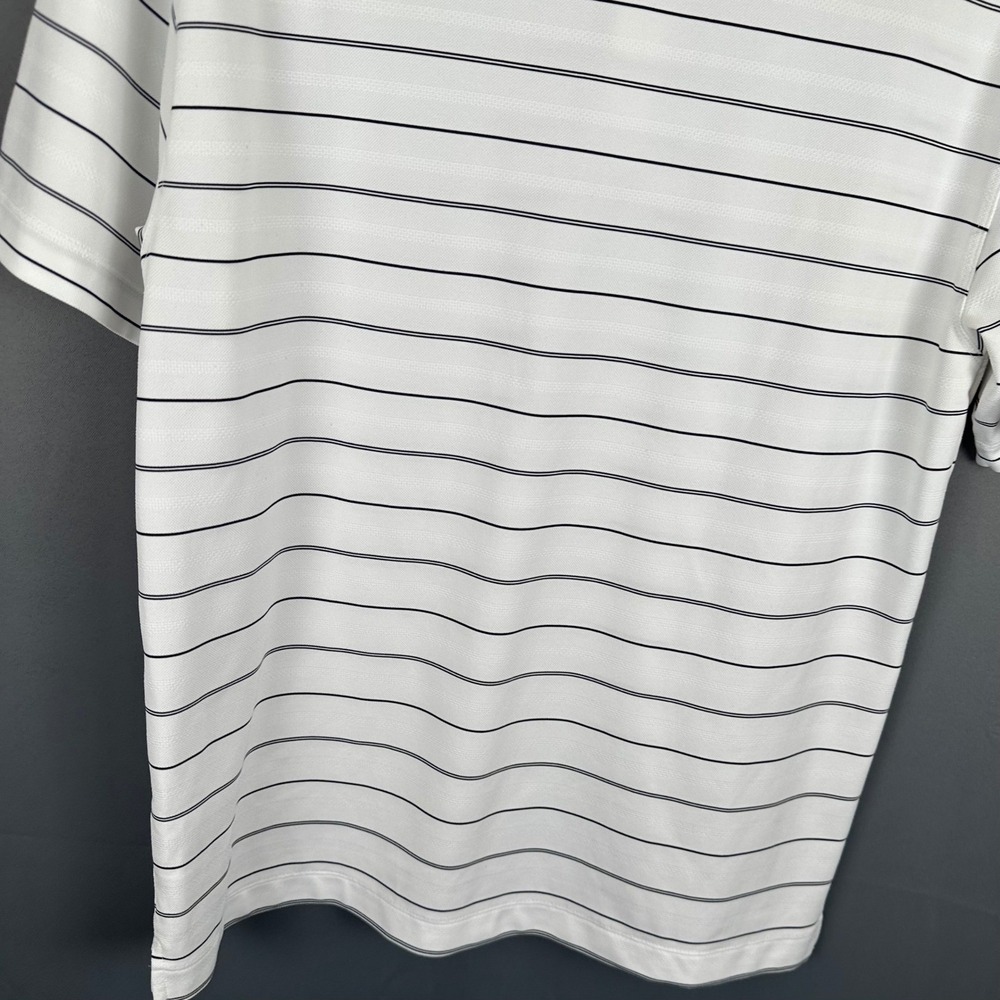 Nike Golf Dri-FIT Mens Polo Shirt White Black Striped Short Sleeve Size Medium - Picture 7 of 7